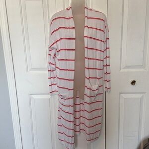 Cabi SZ M Stroll Cardigan 5826 Open Front LS Duster Striped GUC B2T